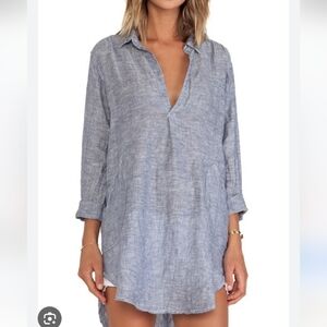CP Shades Blue And White Linen Teton Tunic M